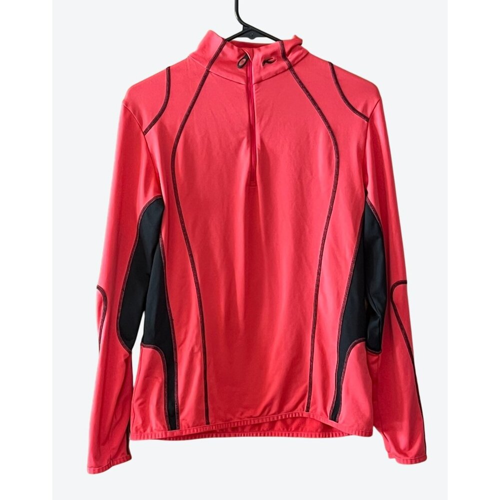 Kjus Women's Size 42/XL Pink Black Long Sleeve 1/4 Zip Pullover Top